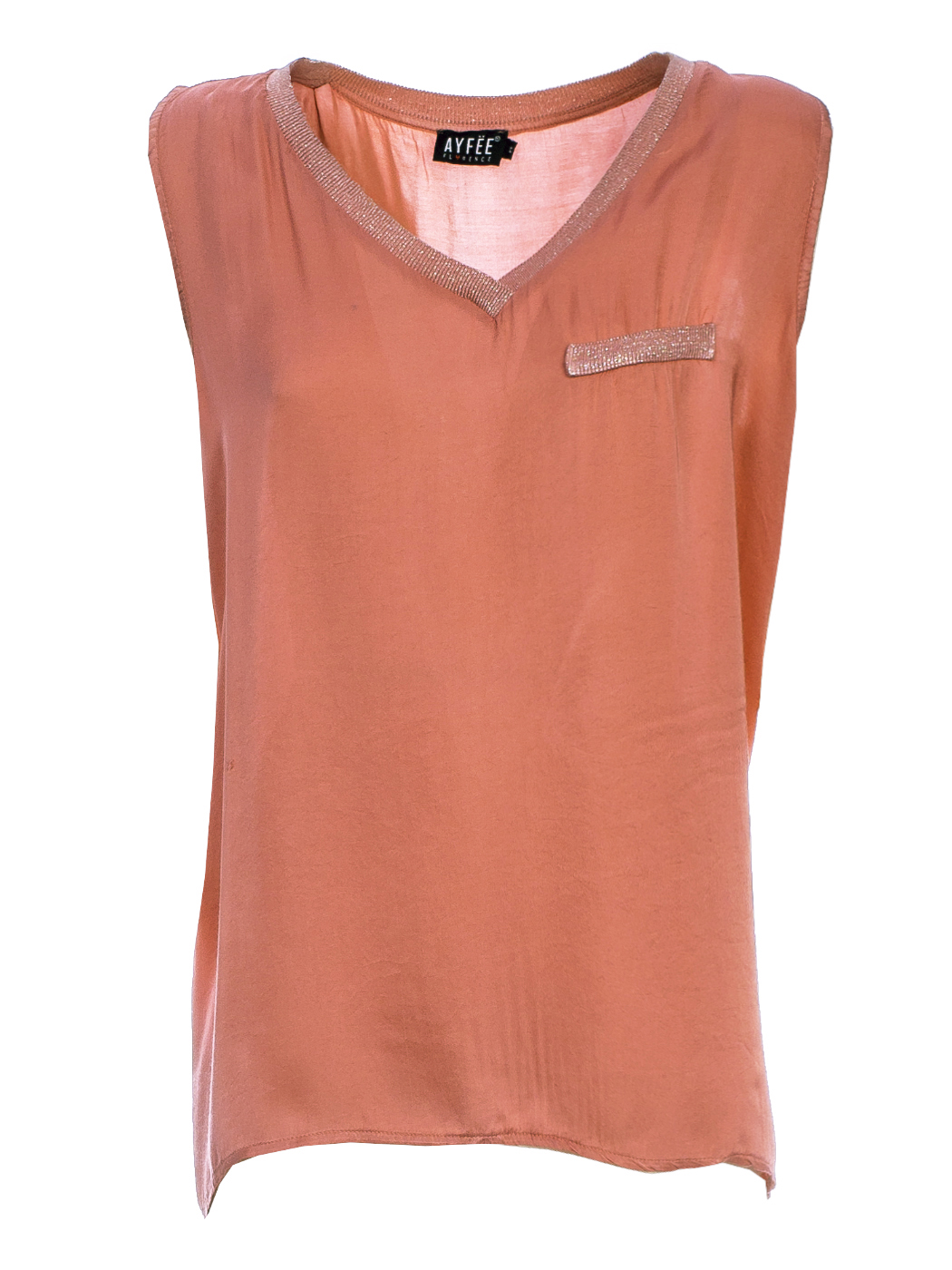 TOP SCOLLO A V LUREX, 4TG - CORAL